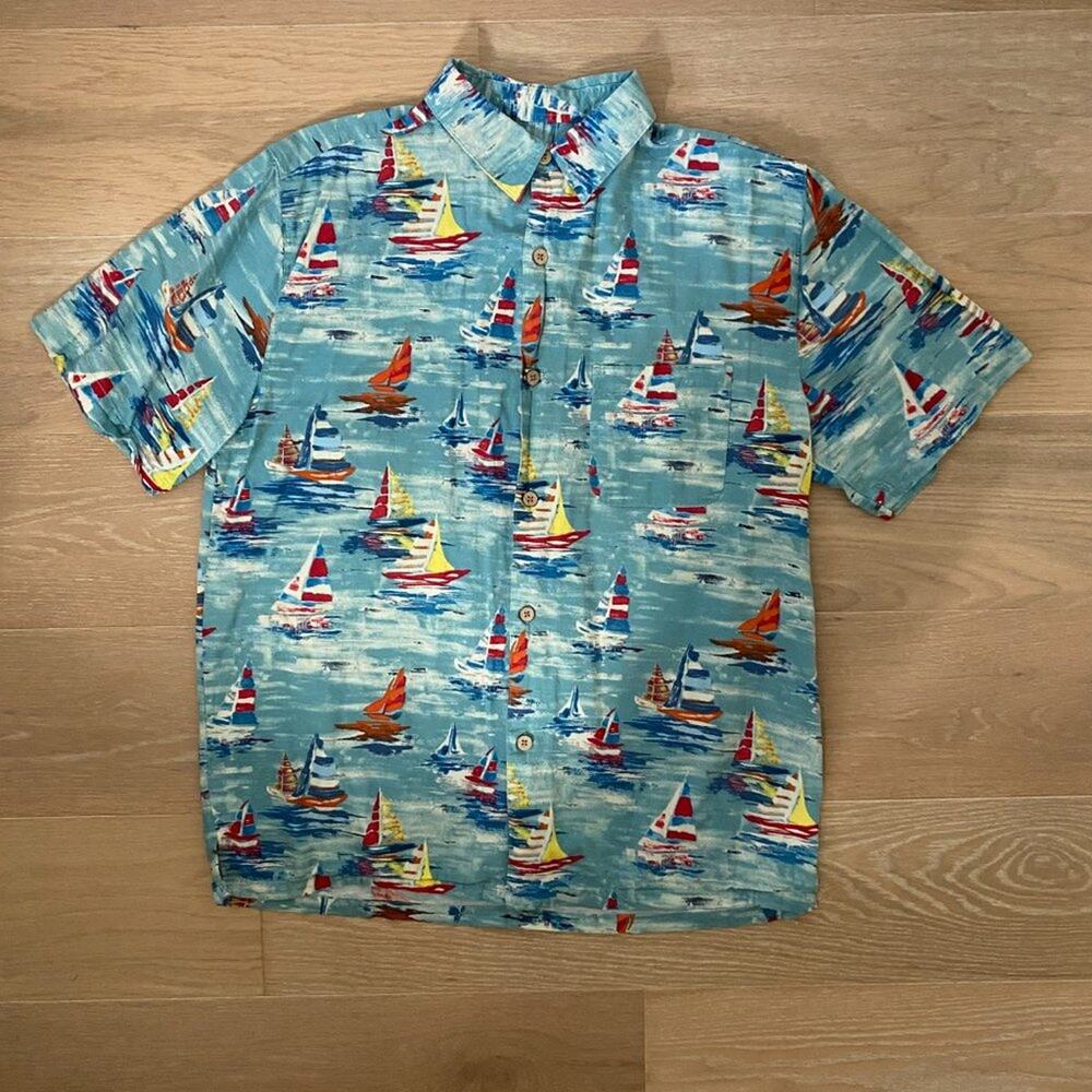 Joe Marlin Vintage Sailboat Hawaiian Camp Shirt